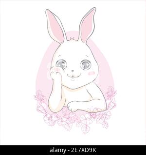 Cartoon little bunny holding Easter egg Stock Vector