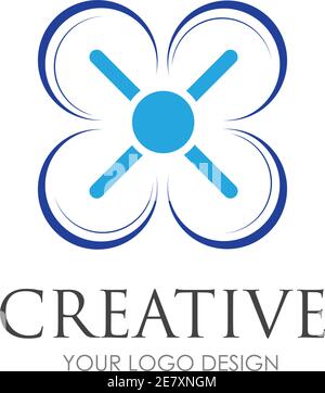 drone logo design vector illustration Stock Vector