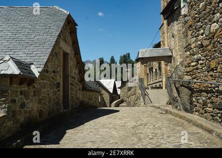 Sallent de Gallego town, located in Hueca, Aragon, Spain. view landscape Stock Photo