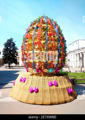 On the eve of Easter decoration in the form of a festive Easter egg. Stock Photo