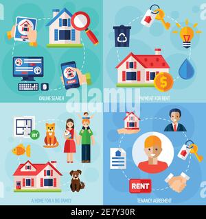 Rent and tenancy infographics set with property symbols and charts ...