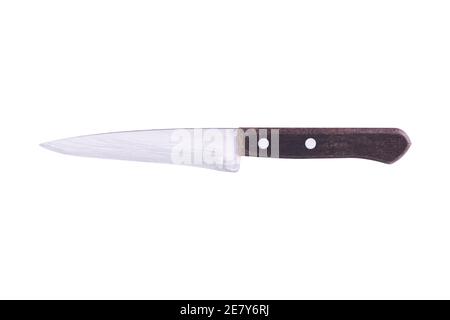 a kitchen knife with wooden handle isolated on a white background Stock Photo
