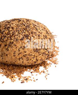 Gluten  free multi seed bread with linseed isolated on white Stock Photo