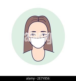 Girl wearing a health mask. sanitation mask protect health .Protective dust mask. Stock Vector