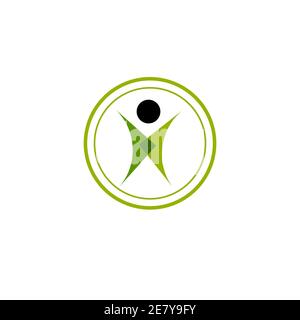 Beautiful green health care man human icon vector logo design. Stock Vector