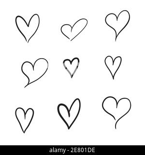 Doodle heart set vector illustration isolated on white background Stock ...