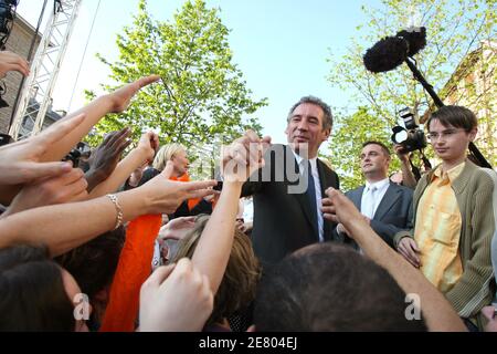 UDF leader and presidential candidate Francois Bayrou during a visit in Rouen, France, on April 19, 2007. Photo by Corentin Fohlen/ABACAPRESS.COM Stock Photo