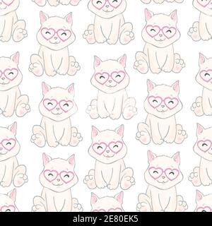 seamless cute cat pattern vector illustration Stock Vector