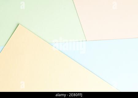 abstract pastel color paper flat lay background. minimal composition with diagonal geometric lines. light romance backdrop Stock Photo