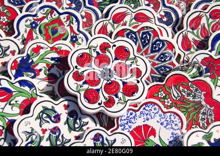 Ancient Handmade Turkish Tiles sale for on market Stock Photo
