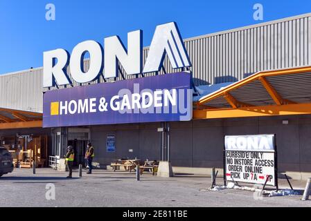 Ottawa, Canada - January, 2021: Rona, Inc has been forced to close its stores in Ontario to comply with the COVID-19 measures. The American-owned Cana Stock Photo