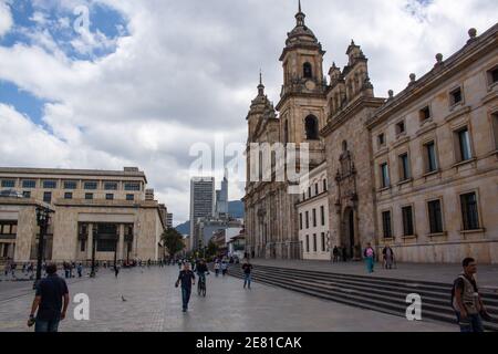 Bogota, Colombia 16.03.2018. Plaza de Bolívar de Bogotá, view on Tabernacle Chapel Capilla del Sagrario. Fot. Marek Durajczyk Stock Photo