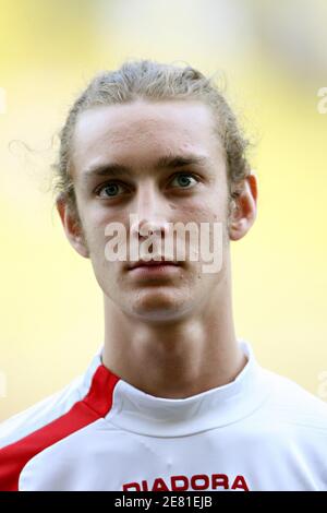 Princess Caroline's youngest son Pierre Casiraghi shows his talent with a ball during the Formula One football match, held at the Louis II Stadium in Monaco , on may 22, 2007. Photo by Hahn-Nebinger-Orban/ABACAPRESS.COM Stock Photo