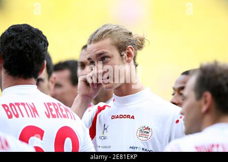 Princess Caroline's youngest son Pierre Casiraghi shows his talent with a ball during the Formula One football match, held at the Louis II Stadium in Monaco , on may 22, 2007. Photo by Hahn-Nebinger-Orban/ABACAPRESS.COM Stock Photo