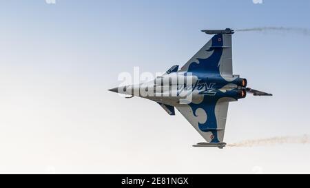 Fairford, UK - 15th July 2017: A French Dassault Rafale in flight Stock Photo