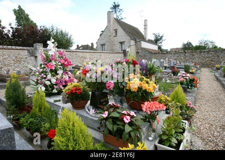 Grave of Austrian born actress Romy Schneider and her son David in the ...