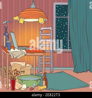 Home workplace at the laptop Stock Vector