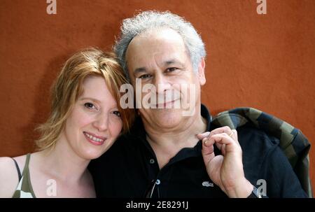 French actor Francis Perrin and his wife poses in the 'Village', the VIP area of the French Open at Roland Garros arena in Paris, France on June 5, 2007. Photo by ABACAPRESS.COM Stock Photo