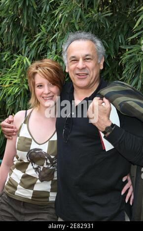 French actor Francis Perrin and his wife poses in the 'Village', the VIP area of the French Open at Roland Garros arena in Paris, France on June 5, 2007. Photo by ABACAPRESS.COM Stock Photo