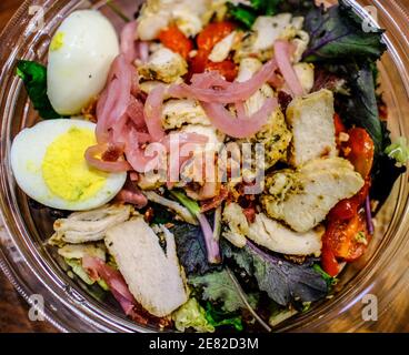 Fresh Salad with Grilled Chicken Stock Photo