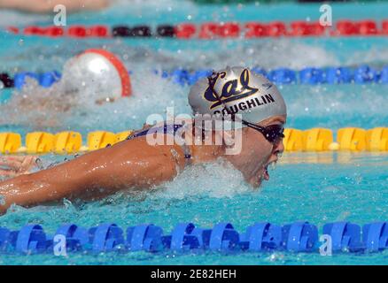USA's Natalie Coughlin competes on 100 meters Butterfly heat women during the Arena Swimming meeting in Canet en Roussillon, south of France, on June 10, 2007. Photo by Stephane Kempinaire/Cameleon/ABACAPRESS.COM Stock Photo