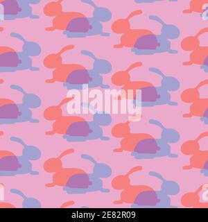 Seamless pattern of colorful rabbits. Vector illustration. Stock Vector