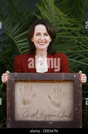 Carol Higgins Clark poses with her handprints in the clay during the '25th Festival du Film Policier' (Mystery Film) in Cognac, France, on June 24, 2007. Photo by Patrick Bernard/ABACAPRESS.COM Stock Photo