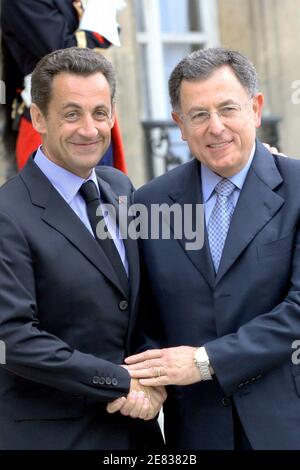 French president Nicolas Sarkozy receives Lebanese Prime Minister Fouad Siniora at the Elysee Palace, in Paris, France on June 26, 2007. Photo by Balkis Press/ABACAPRESS.COM Stock Photo