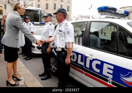 French Interior minister Michele Alliot-Marie reviews the Police forces that will handle security, crowd control and organization of the upcoming 'Tour de France' legendary bike race, in Paris, France, on June 26, 2007. Photo by Nicolas Khayat/ABACAPRESS.COM Stock Photo