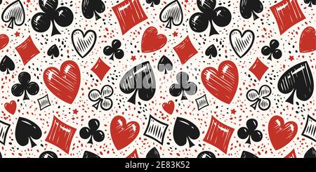 Seamless background with suits. Abstract colorful pattern. Casino, poker concept Stock Vector