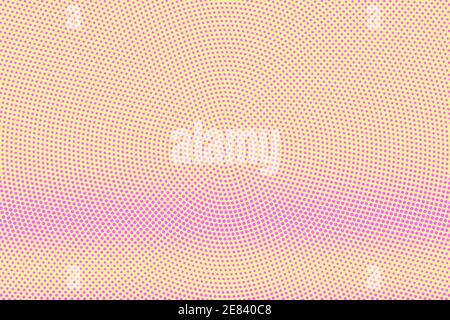 Pink and yellow dotted halftone vector background. Subtle halftone digital texture. Faded dotted gradient. Comic effect overlay. Retro dot pattern on Stock Vector