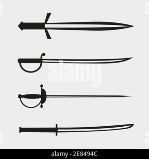 bladed weapons set Stock Vector