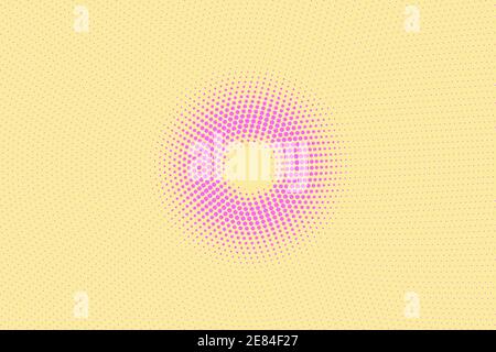 Pink and yellow dotted halftone vector background. Subtle halftone digital texture. Faded dotted gradient. Comic effect overlay. Retro dot pattern on Stock Vector