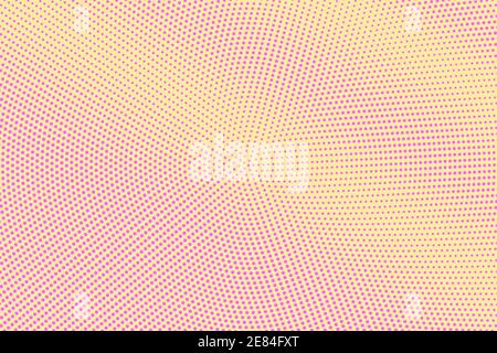 Pink and yellow dotted halftone vector background. Subtle halftone digital texture. Faded dotted gradient. Comic effect overlay. Retro dot pattern on Stock Vector
