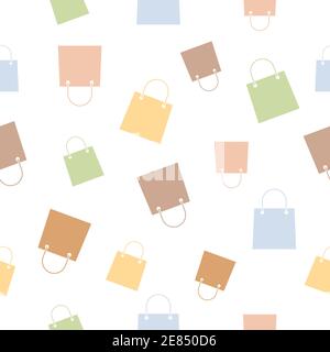 Shopping Bag Seamless Pattern. Vector Sale Colored Illustration Isolated on White Stock Vector