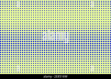 Blue and yellow dotted halftone vector background. Subtle halftone digital texture. Faded dotted gradient. Comic effect overlay. Retro dot pattern on Stock Vector
