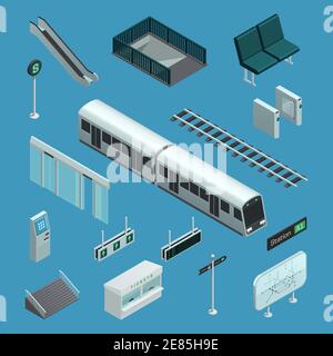 Subway train icons set, isometric style Stock Vector Image & Art - Alamy