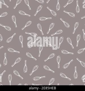 Vector simple grey kitchen whisks seamless doodle pattern background. Perfect for fabric, scrapbooking and wallpaper projects. Stock Vector