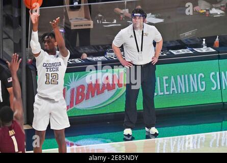 Atlanta, GA, USA. 30th Jan, 2021. Georgia Tech coach Josh Pastner watches from the sideline during the second half of an NCAA college basketball game against Florida State at McCamish Pavilion in Atlanta, GA. Austin McAfee/CSM/Alamy Live News Stock Photo