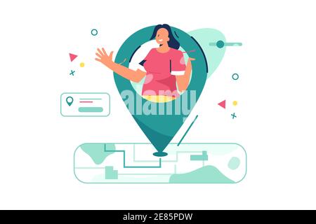 Current location of woman Stock Vector