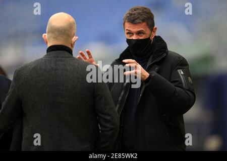 Paolo Maldini of AC Milan wearing a face mask after breaking his nose ...