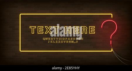 Red neon character from a font set on purple background, vector illustration. Stock Vector