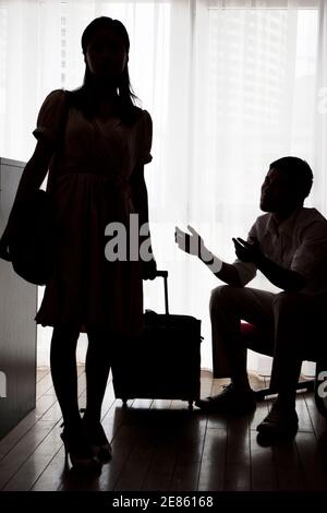 Portrait of Troubled couple,silhouette high quality photo Stock Photo