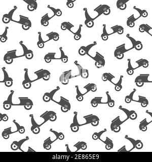 Scooters seamless vector pattern. Motorcycle white background. Vector travel transportation illustration. Stock Vector