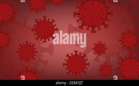 red bacterium pneumoniae microbe under a microscope during a coronavirus pandemic Stock Vector