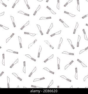 Vector white seamless pattern with hand drawn kitchen knifes. Perfect for fabric, scrapbooking and wallpaper projects. Stock Vector