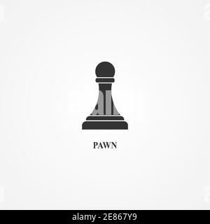 Chess piece icon. Smart board game element. Chess pawn black silhouette vector illustration isolated on white. Stock Vector