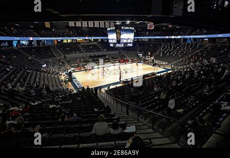 Atlanta, GA, USA. 30th Jan, 2021. A limited attendance crowd attends a NCAA college basketball game between the Florida State Seminoles and Georgia Tech Yellowjackets at McCamish Pavilion in Atlanta, GA. Austin McAfee/CSM/Alamy Live News Stock Photo