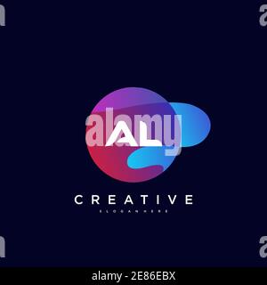 AL Initial Letter logo icon design template elements with wave colorful art Stock Vector