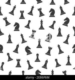 Seamless chess pattern vector background. Board smart game concept. Black figures vector illustration. Stock Vector